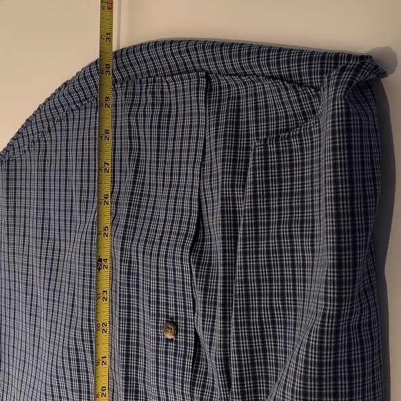 Arrow men's long sleeve button-down shirt large blue/white plaid check - Picture 6 of 11